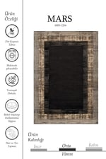 Modern Siyah Kahve Çerçeve Desenli Kilim – Minimal Salon Halısı, Kaymaz Taban 2206