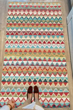 Multy Tonlarında Baklava Antika Desenli Dekoratif Pamuk Dokuma Cotton Kilim 3569