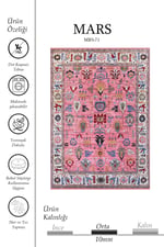 Pembe Otantik Etnik Desenli Halı - Vintage Türk Motifli Bohem Salon Halısı 71