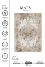 Premium Soft Vintage Bej Halı – Modern Klasik Medalyon Desen 2204