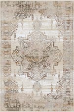 Premium Soft Vintage Bej Halı – Modern Klasik Medalyon Desen 2204