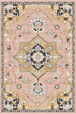 Pudra Pembe Siyah Gold Merkez Madalyonlu Modern Klasik Salon Halısı 2283