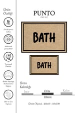 Punto Jüt Görünümlü Siyah Çizgili BATH Yazılı Dijital Baskılı İkili Banyo Paspas Takımı 40x60 60x100
