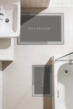 Punto Kaymaz Açık Gri & Gri Tonları, Yumuşak ve Yıkanan İkili Banyo Paspas Takımı, 40x60 60x100