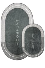 Punto Kaymaz Oval Açık Gri & Gri Tonları, Yumuşak ve Yıkanan İkili Banyo Paspas Takımı 40x60 60x100