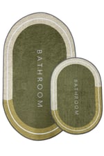 Punto Kaymaz Oval Bej & Kahve Tonları, Yumuşak ve Yıkanan İkili Banyo Paspas Takımı, 40x60 60x100