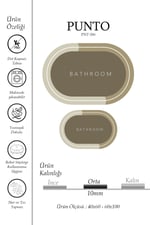 Punto Kaymaz Oval Bej & Kahve Tonları, Yumuşak ve Yıkanan İkili Banyo Paspas Takımı, 40x60 60x100