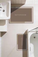 Punto Kaymaz Tabanlı Bej & Kahve Tonları, Yumuşak İkili Banyo Paspas Takımı 40x60 60x100