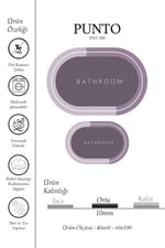 Punto Kaymaz Tabanlı Oval Lila & Mor Tonları, Yumuşak İkili Banyo Paspas Takımı 40x60 60x100
