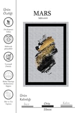 Siyah Gold Soyut Fırça Darbe Desenli Lüks Halı - Altın Varak Modern Salon Halısı