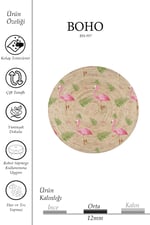 Tropik Flamingo Desenli Hasır Görünümlü Halı 997