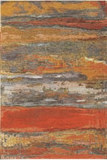 Turuncu Kırmızı Soyut Fırça Darbe Desenli Modern Halı - Sıcak Gri Degrade Salon Halısı 1084