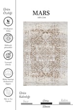 Vintage Etnik Desenli Bej Vizon Kilim Halı – Salon Oturma Odası Modern Eskitme Görünüm 2244