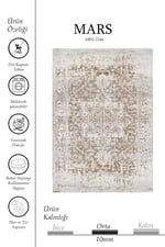 Vintage Etnik Desenli Bej Vizon Kilim Halı – Salon Oturma Odası Modern Eskitme Görünüm 2244