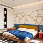 Bej Geometrik Soyut Çizgiler Modern Sanat Duvar Kağıdı