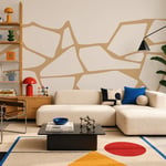 Bej Geometrik Soyut Çizgiler Modern Sanat Duvar Kağıdı