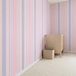 Pastel Pembe Lila Çizgili Çocuk Odası Poster Duvar Kağıdı