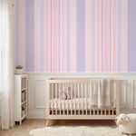 Pastel Pembe Lila Çizgili Çocuk Odası Poster Duvar Kağıdı