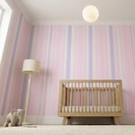 Pastel Pembe Lila Çizgili Çocuk Odası Poster Duvar Kağıdı