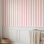 Pastel Pembe ve Kırık Beyaz İnce Dikey Çizgiler Çocuk Odası Poster Duvar Kağıdı