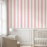 Pastel Pembe ve Kırık Beyaz İnce Dikey Çizgiler Çocuk Odası Poster Duvar Kağıdı