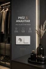  Ovivo Grano Beyaz Anahtar Topraklı Priz Seti