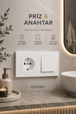 Ovivo Grano Beyaz Anahtar Topraklı Priz Seti