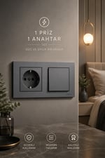  Ovivo Grano Füme Anahtar Topraklı Priz Seti