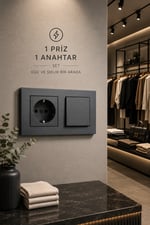  Ovivo Grano Füme Anahtar Topraklı Priz Seti