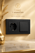  Ovivo Grano Siyah Anahtar Topraklı Priz Seti