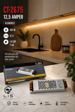 CT-2675 12,5 Amper 150W Ultra Slim Şerit Led Trafosu Klemensli