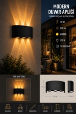 CT-8011 Amber Renk Dekoratif Çift Yönlü İç Dış Mekan Duvar Aydınlatma Led Aplik