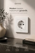 Ovivo Grano Beyaz Topraklı Priz