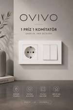 Ovivo Grano Beyaz Topraklı Priz ve Komitatör Anahtar Seti