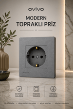 Ovivo Grano Füme Topraklı Priz