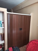 Sarpaş Akordiyon Kalın Kapı Ceviz Camsız Desenli Çift Açılım Katlanır Akordeon Pvc Anahtar Kilitli