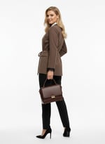 Dantel Detaylı Kuşaklı Şık Ceket – Modern Ofis Stili Blazer - Kahverengi