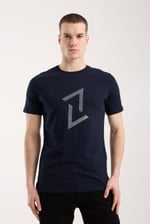 Erkek Dinamik Grafik Sembol Baskılı T-Shirt - Siyah