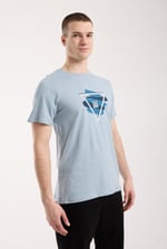 Erkek Geometrik Baskı Detaylı Günlük T-Shirt - Mavi