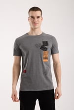 Erkek Grafik Baskılı T-Shirt Sportif Kesim Günlük Kullanım - Gri