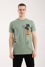 Erkek Grafik Baskılı T-Shirt Sportif Kesim Günlük Kullanım - Yeşil