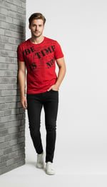 Erkek Grafik Yazı Baskılı Sokak Stil T-Shirt
