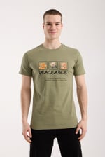 Erkek Günlük Stil Baskılı T-Shirt - Yeşil
