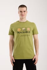 Erkek Günlük Stil Baskılı T-Shirt - Yeşil