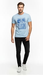 Erkek Illusion Grafik Baskı Sokak Stil T-Shirt