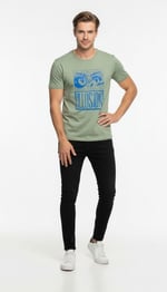 Erkek Illusion Grafik Baskı Sokak Stil T-Shirt