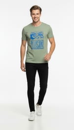 Erkek Illusion Grafik Baskı Sokak Stil T-Shirt