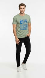 Erkek Illusion Grafik Baskı Sokak Stil T-Shirt