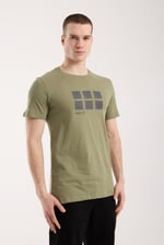 Erkek Minimal Grafik Detaylı Rahat T-Shirt - HAKİ