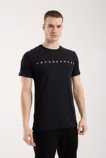 Erkek Minimal Yazı Detaylı Günlük T-Shirt - Siyah